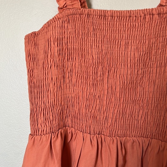 NWT - Orange NSR Smocked Sleeveless Midi Sundress - Sz Small - Picture 3 of 16